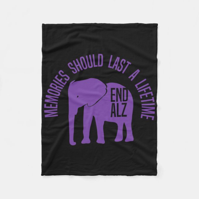 Memories Problem Purple Elephant And Text Heimerhe Fleece Blanket (Front)