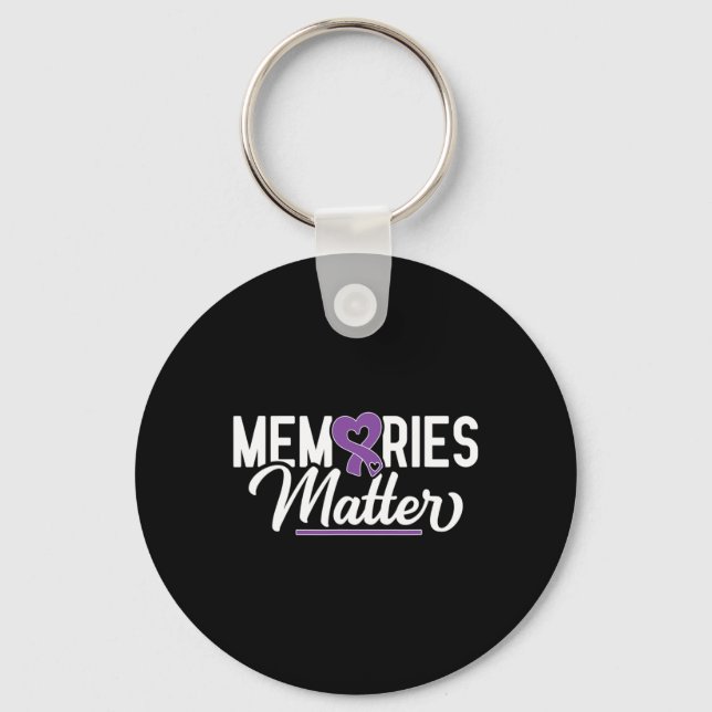 Memories Problem Purple Ribbon Dementia Warrior  Key Ring (Front)