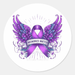 Memories Ribbon Wings Vintage Heimers Awareness _1 Classic Round Sticker