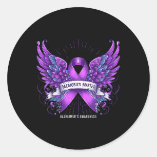 Memories Ribbon Wings Vintage Heimers Awareness  Classic Round Sticker