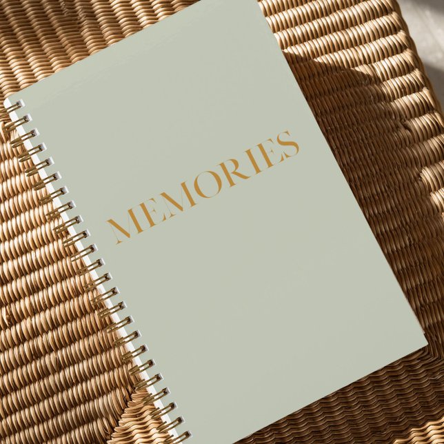 “Memories” Sage Green Memory Journal (Pen your life stories in this minimalist sage green memory journal.)