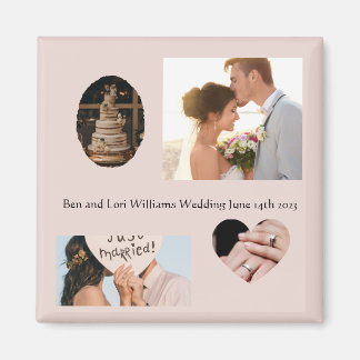 Memory Anchor Four Photo Text Wedding Magnet 