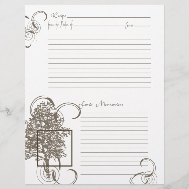 Memory and Recipe Page (Front)