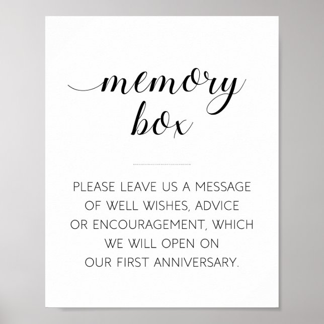 Memory Box Elegant Wedding Guest Book Sign (Front)