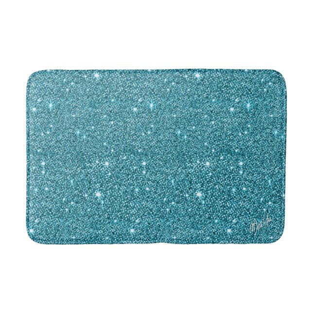 Memory Foam Aqua Glitter Medium Bath Mat 20” x 30" (Front)
