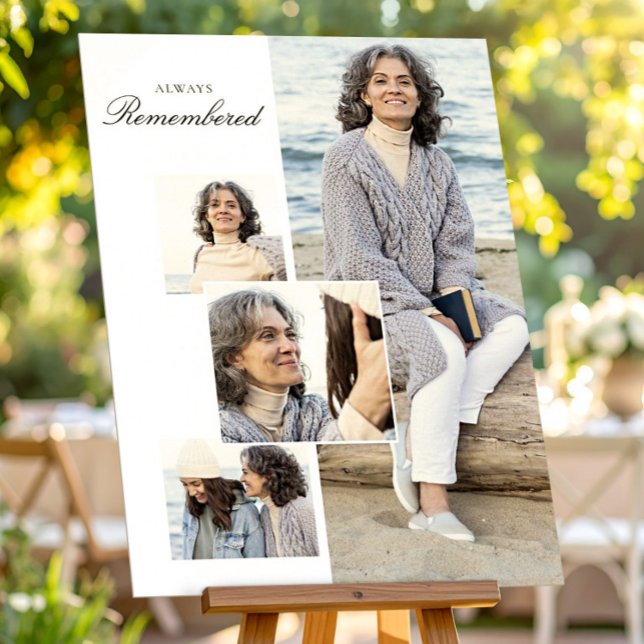 Memory Funeral Minimalist Photo Collage for Mom Poster (Memory Funeral Minimalist Photo Collage for Mom Poster, Loss of Loved One)