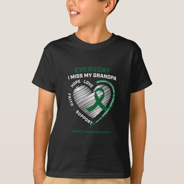 Memory Gifts Miss My Grandpa Kidney Disease Awaren T-Shirt (Front)