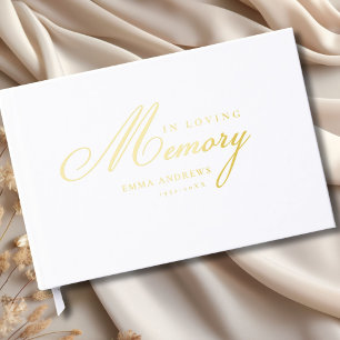 Memory "In Loving memory" Gold-Foil, White  Guest Book