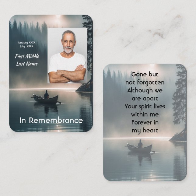  Memory Keepsake Wilderness Lake Canoe Business Card (Front/Back)