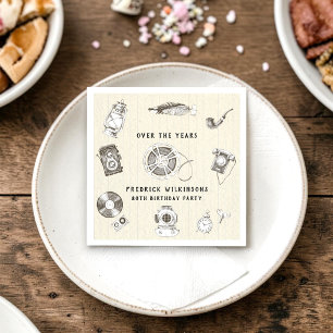 memory lane vintage 80th birthday napkin