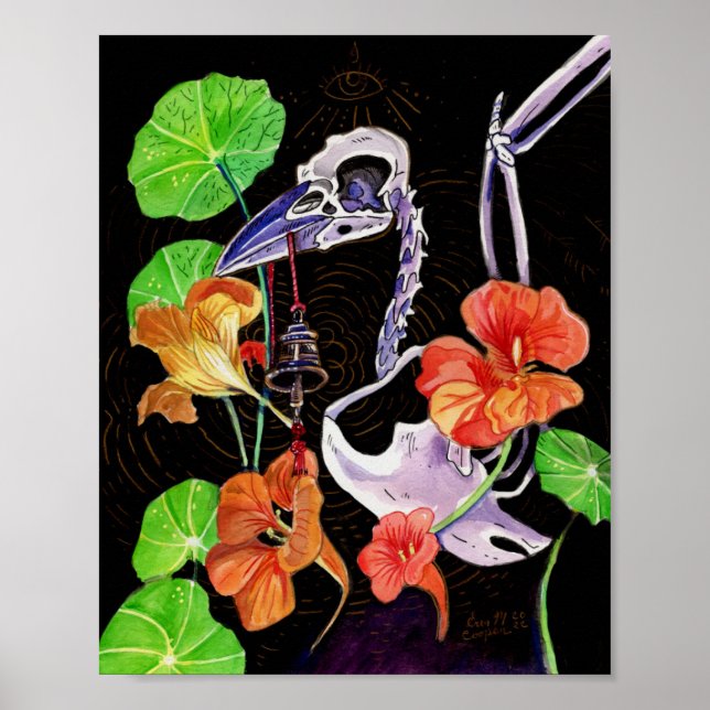 Memory Maps Autumn Vibes Raven skeleton Poster (Front)