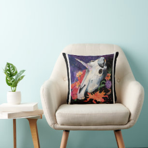 Memory Maps Autumn Vibes Unicorn Skull Poster Tote Cushion