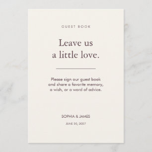Memory Margin Wedding Guest Book Sign Card