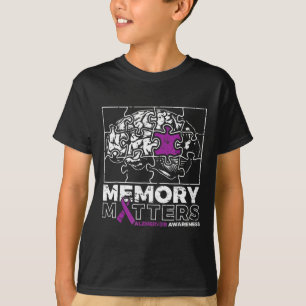 Memory Matter Purple Ribbon Brain Puzzle Alzheimer T-Shirt