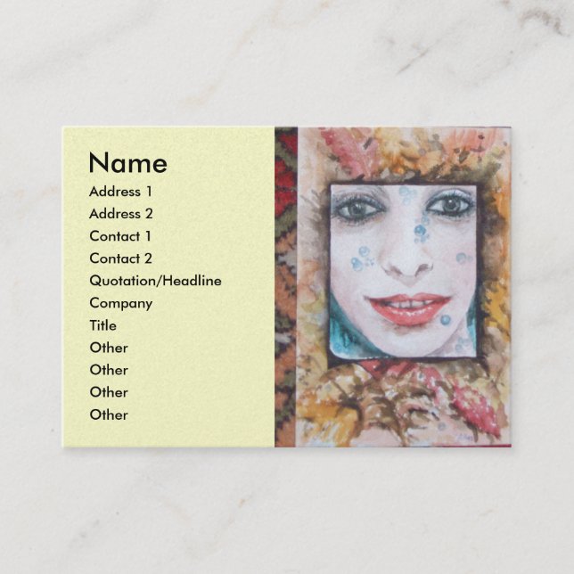 MEMORY OF AUTUMN / LEAVES AND DROPS OF WATER  Gold Business Card (Front)