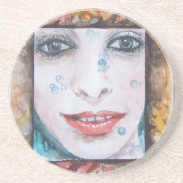 MEMORY OF AUTUMN  WITH LEAVES AND DROPS OF WATER COASTER (Front)