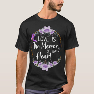 Memory Of Heart Alzheimer Awareness Purple Ribbon T-Shirt