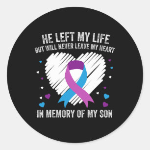Memory Of My Loving Son Suicide Prevention Awarene Classic Round Sticker