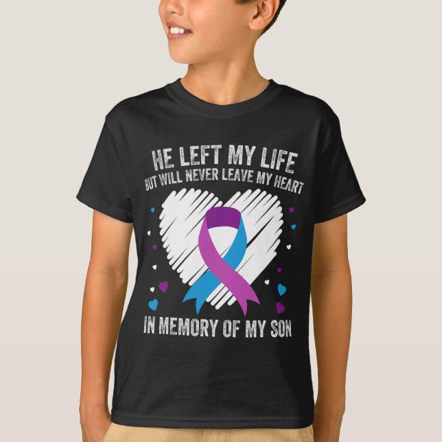 Memory Of My Loving Son Suicide Prevention Awarene T-Shirt (Front)