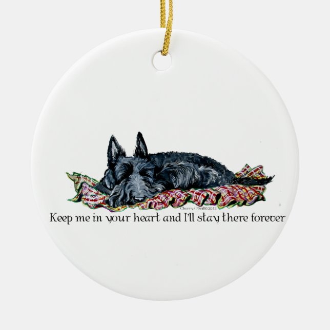 Memory of Scottish Terrier Ceramic Tree Decoration (Front)