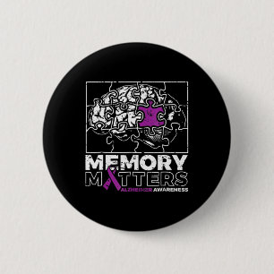 Memory Problem Purple Ribbon Brain Puzzle Heimerhe 6 Cm Round Badge