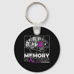 Memory Problem Purple Ribbon Brain Puzzle Heimerhe Key Ring