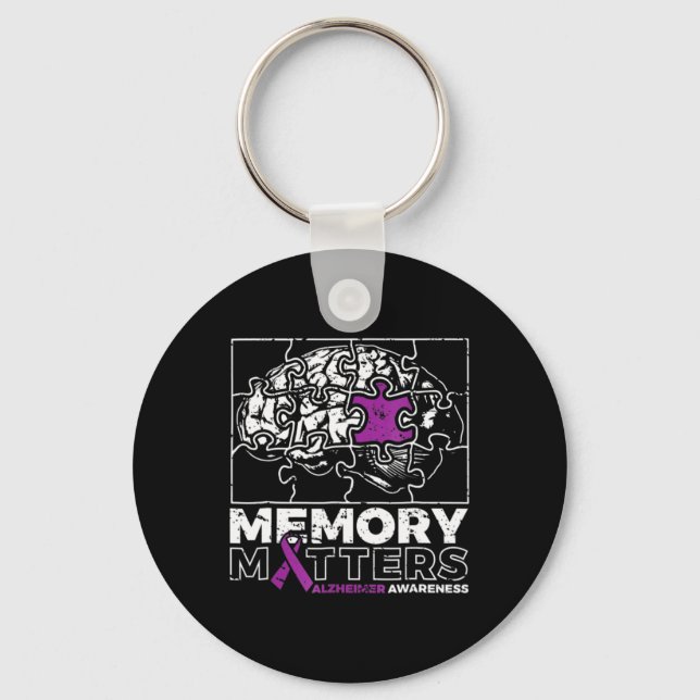 Memory Problem Purple Ribbon Brain Puzzle Heimerhe Key Ring (Front)