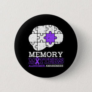 Memory Problems Heimerheimer Awareness Ribbon  6 Cm Round Badge