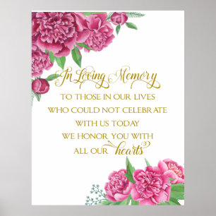 memory remembrance floral wedding peony sign