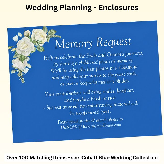 Memory Request - Cobalt Blue & White Roses Wedding (Creator Uploaded)