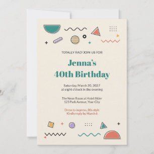 Memphis 80s Retro 40th Birthday Invitation