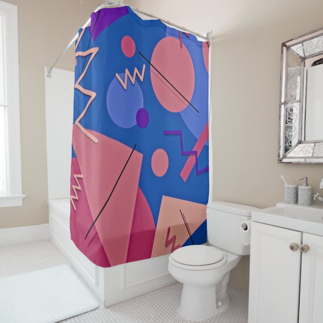 Memphis #96 shower curtain (In Situ)