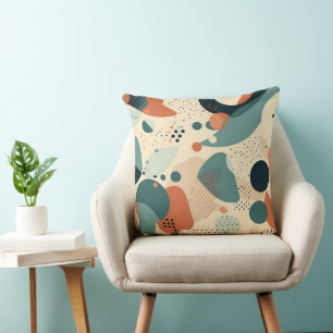 Memphis Abstract Colour Block Navy Orange Teal Cushion
