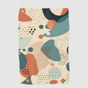 Memphis Abstract Colour Block Navy Orange Teal Golf Towel