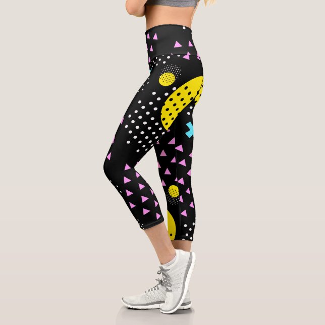 Memphis Abstract Pattern Capri Leggings (Left)