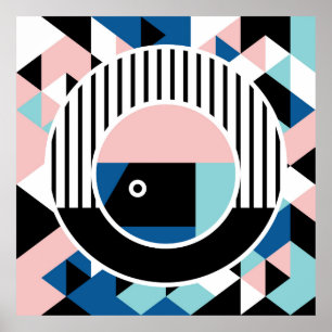 Memphis abstract poster design. Face geometric mak