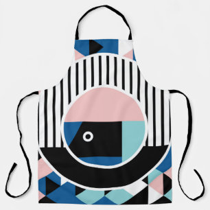 Memphis abstract poster design. Face geometric mak Apron