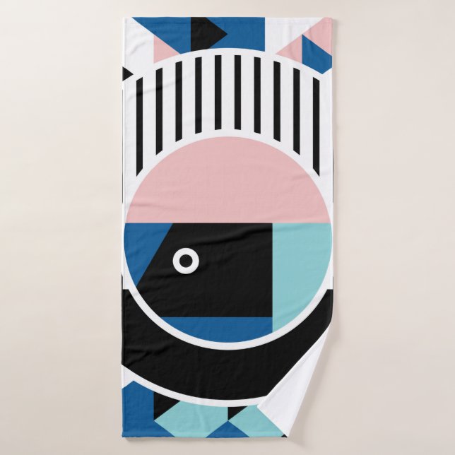 Memphis abstract poster design. Face geometric mak Bath Towel (Bath Towel)
