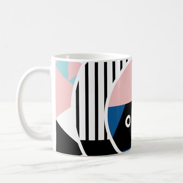 Memphis abstract poster design. Face geometric mak Coffee Mug (Left)