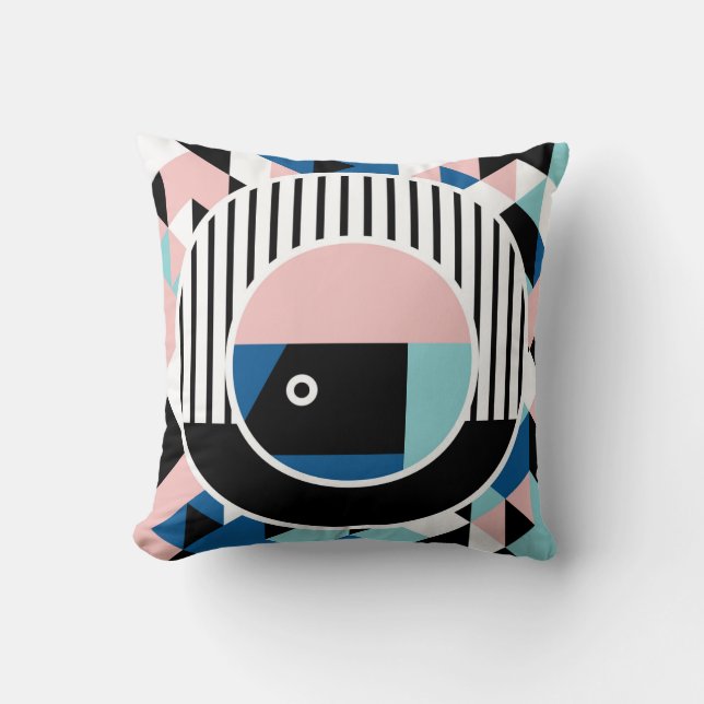 Memphis abstract poster design. Face geometric mak Cushion (Front)