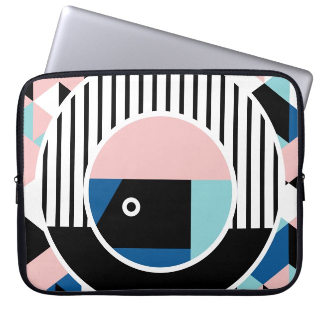 Memphis abstract poster design. Face geometric mak Laptop Sleeve (Front)