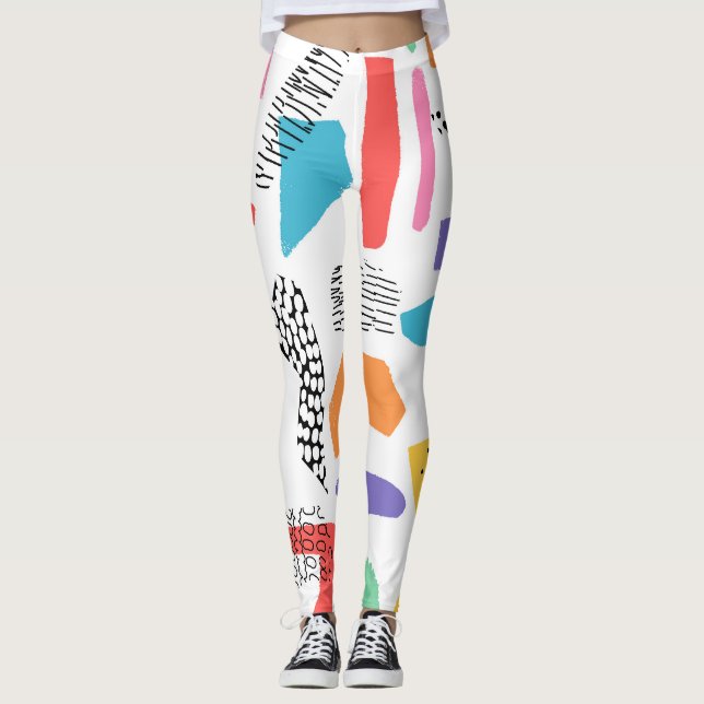 Memphis Art: Grunge Surface Design Leggings (Front)