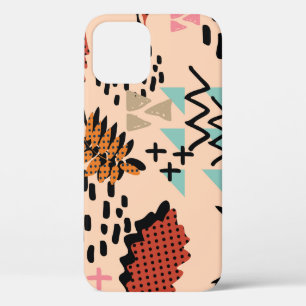 Memphis autumn fall foliage and leaves with geomet iPhone 12 case
