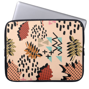 Memphis autumn fall foliage and leaves with geomet laptop sleeve