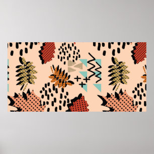 Memphis autumn fall foliage and leaves with geomet poster