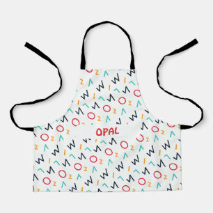 Memphis Beige Red Minimal Pattern Apron