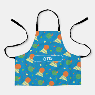 Memphis Blue Green Minimal Pattern Apron