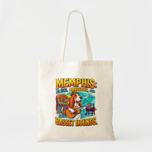 Memphis Blues Barbecue And Basset Hounds Tote Bag