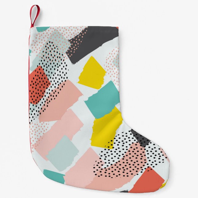 Memphis brush strokes: vintage pattern. small christmas stocking (Front)