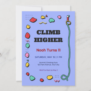 Memphis Climbing Wall 11th Birthday Invitation